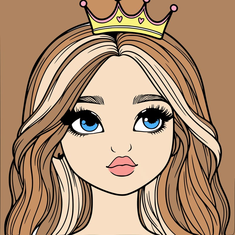 a realistic girl with a crown on