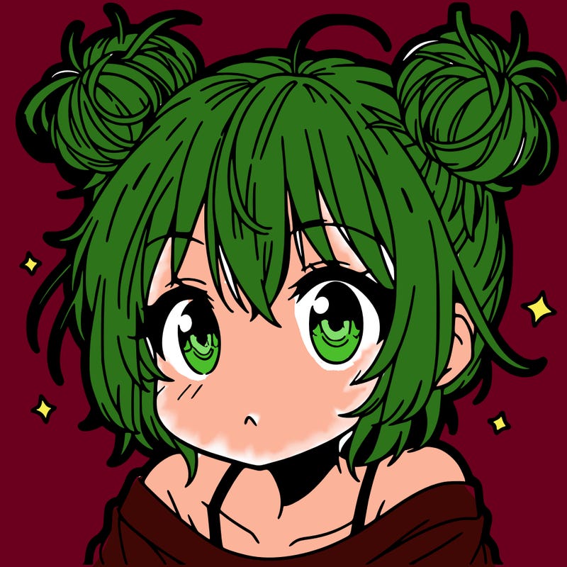 a manga girl with messy small buns