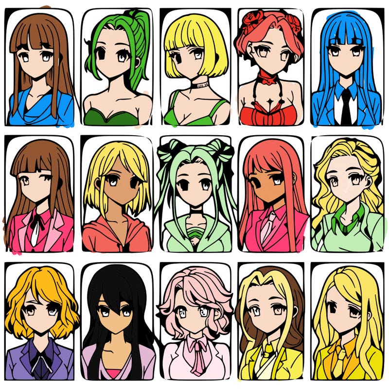 girls that look diffrent anime