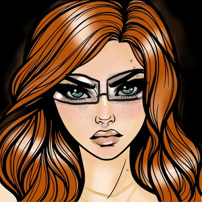 beautiful realistic girl with siren eyes and is intimidating