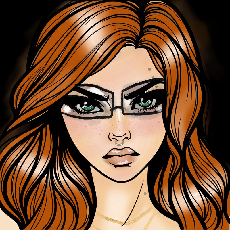 beautiful realistic girl with siren eyes and is intimidating