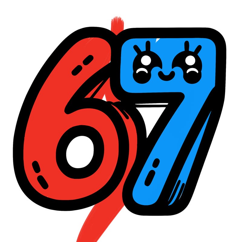 the numbers 67