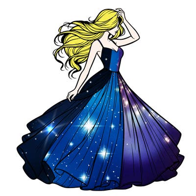 realistic woman with dress flowing in the wind