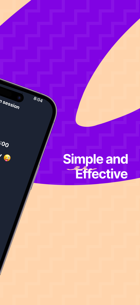 Last Longer - In Bed - A screenshot of the Last Longer app interface featuring the text Simple and Effective against a purple and beige background.