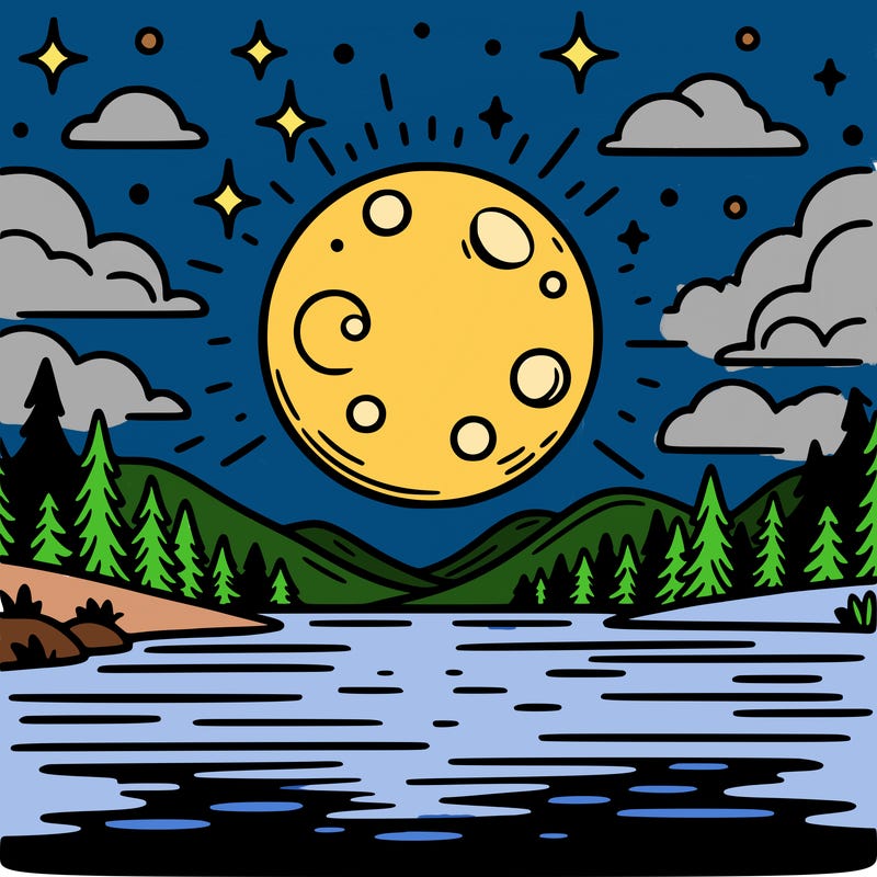 moonlight shining on a lake