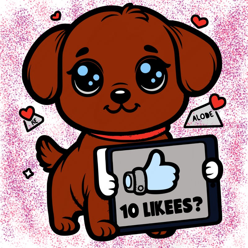 cute puppy holding sign that says 10 likes?