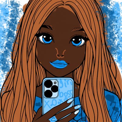 realistic girl with a phone
