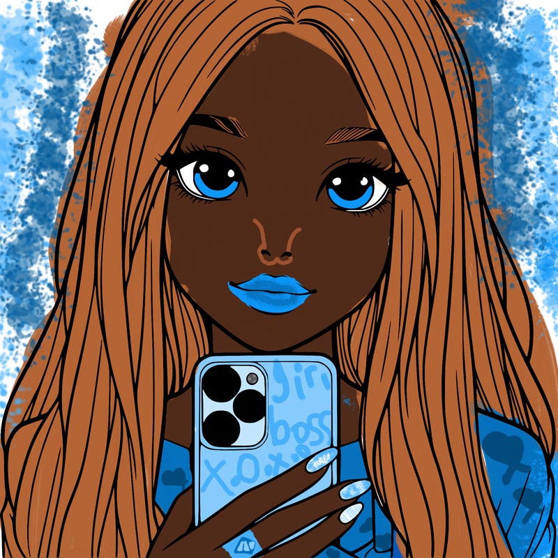 realistic girl with a phone