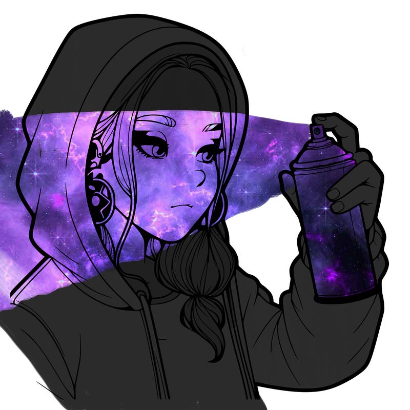 a realistic girl, spray painting