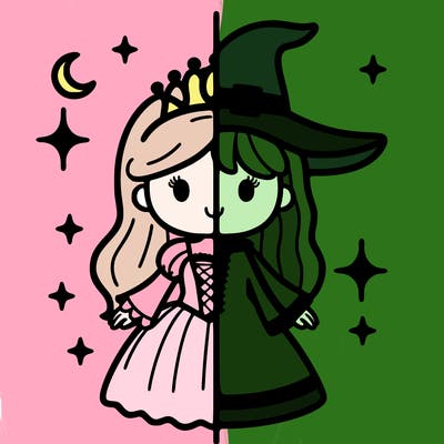 split princess and witch