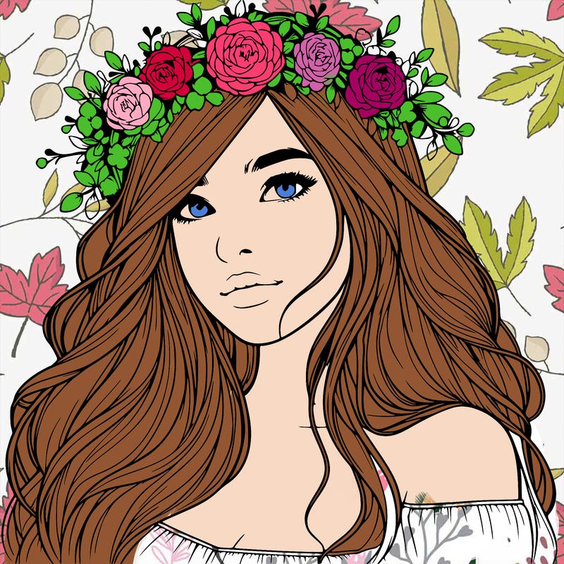 realistic girl with flower crown