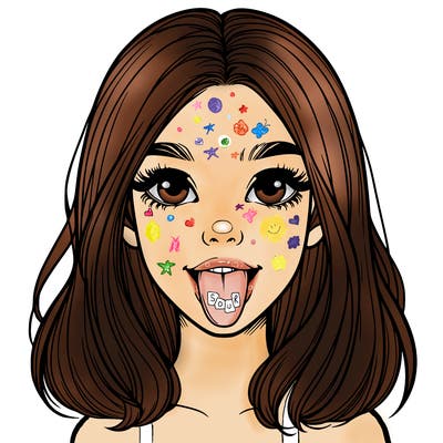 realistic girl with her tongue out