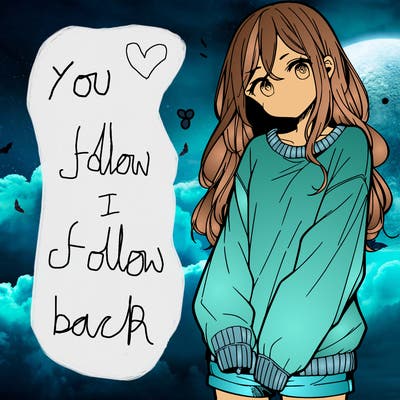 manga teen girl  in a sweater and baggy pants