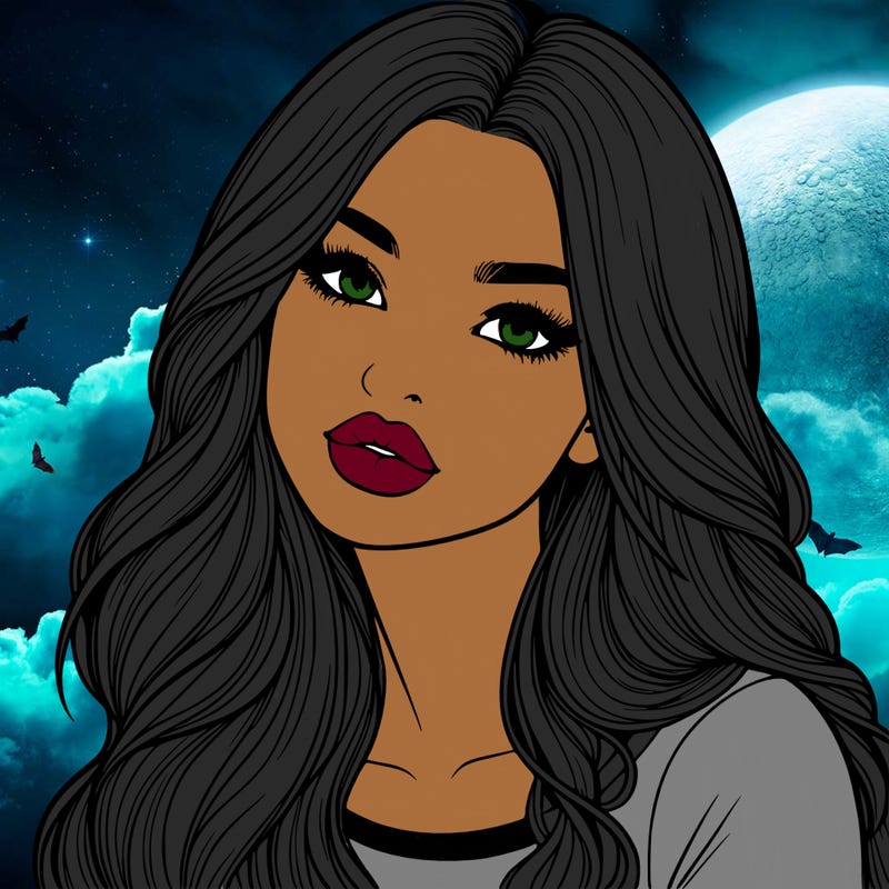 realistic girl with hair on her hair and lips