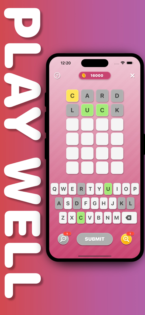 Word Puzzle: No Ads, No Wifi! - Gameplay screen of Word Puzzle app showing a word guessing grid and virtual keyboard on a smartphone