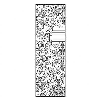 Discover a beautifully intricate bookmark coloring page that combines delicate rime ice formations with heartfelt Pride symbols. This unique design features 'Love is Love' text, ready for you to personalize with your favorite colors.