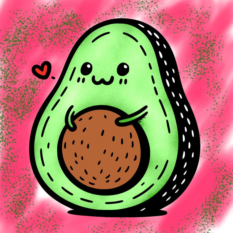 an avocado hugging an avocado