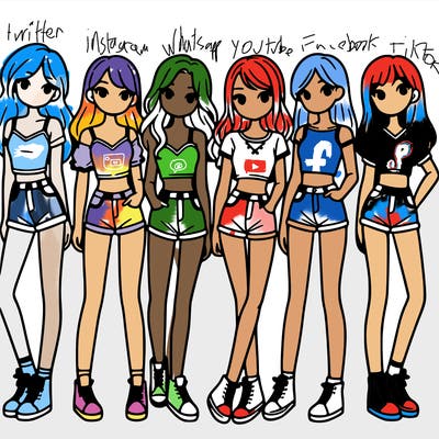 a group of girls wearing crop tops and shorts