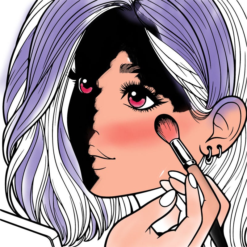 a realistic girl doing her makeup