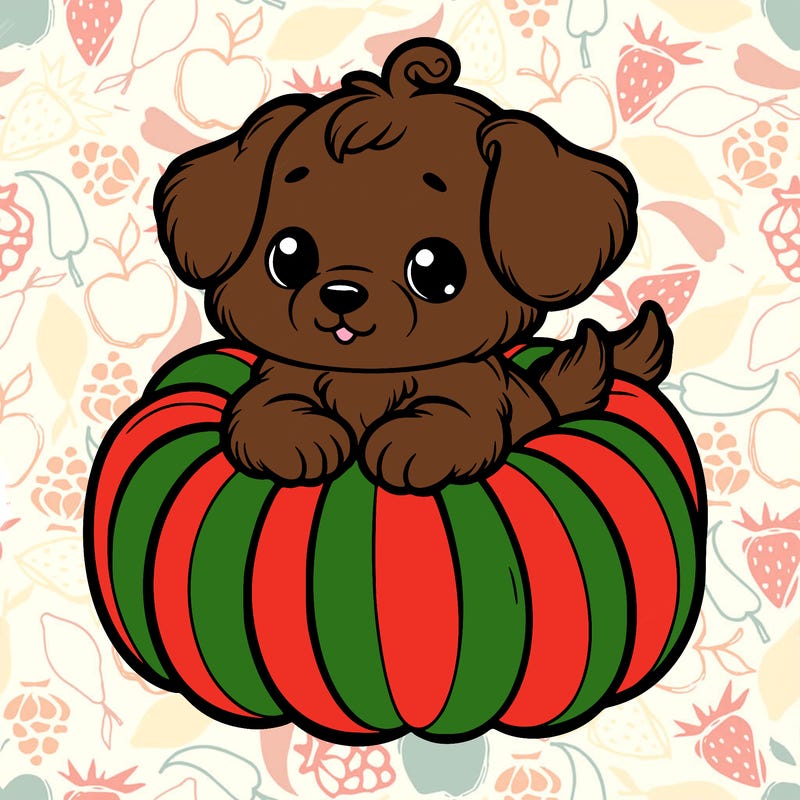 cute little puppy in a pumpkin