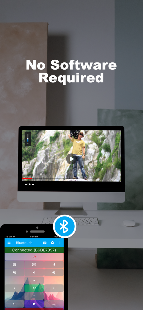 Bluetouch™ - iPhone using Bluetouch app to remotely control a computer video without installing software