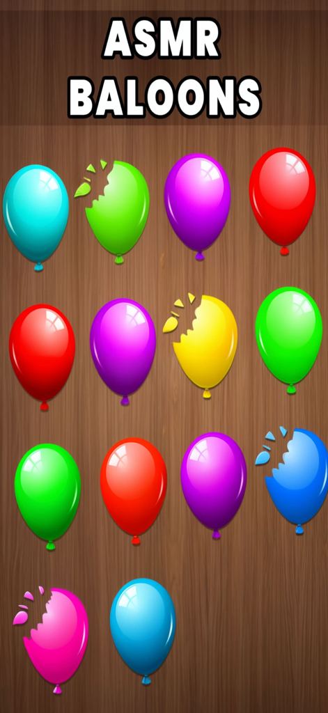 Mini Fidget Toys & Pop it Game - ASMR balloon popping mini game with colorful balloons on a wooden background