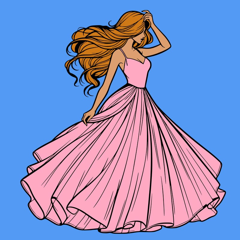 realistic woman with dress flowing in the wind