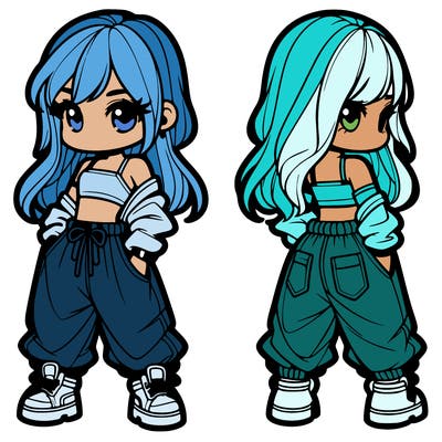 girl in crop top and baggy pants