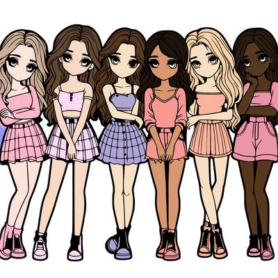 a group of girls realistic