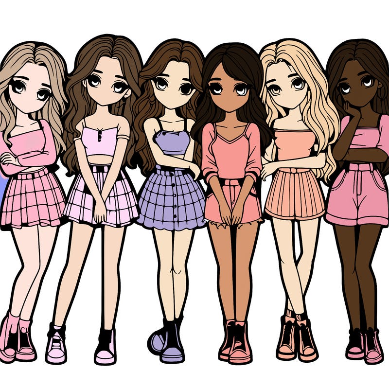 a group of girls realistic