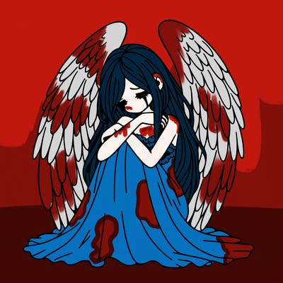 ethereal girl in grief, lonely and heartbroken