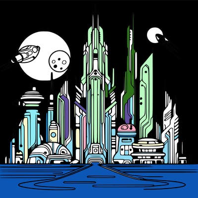 futuristic city%2c very thin lines