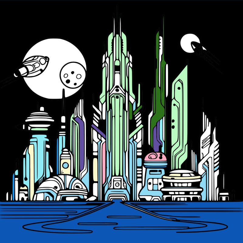 futuristic city%2c very thin lines