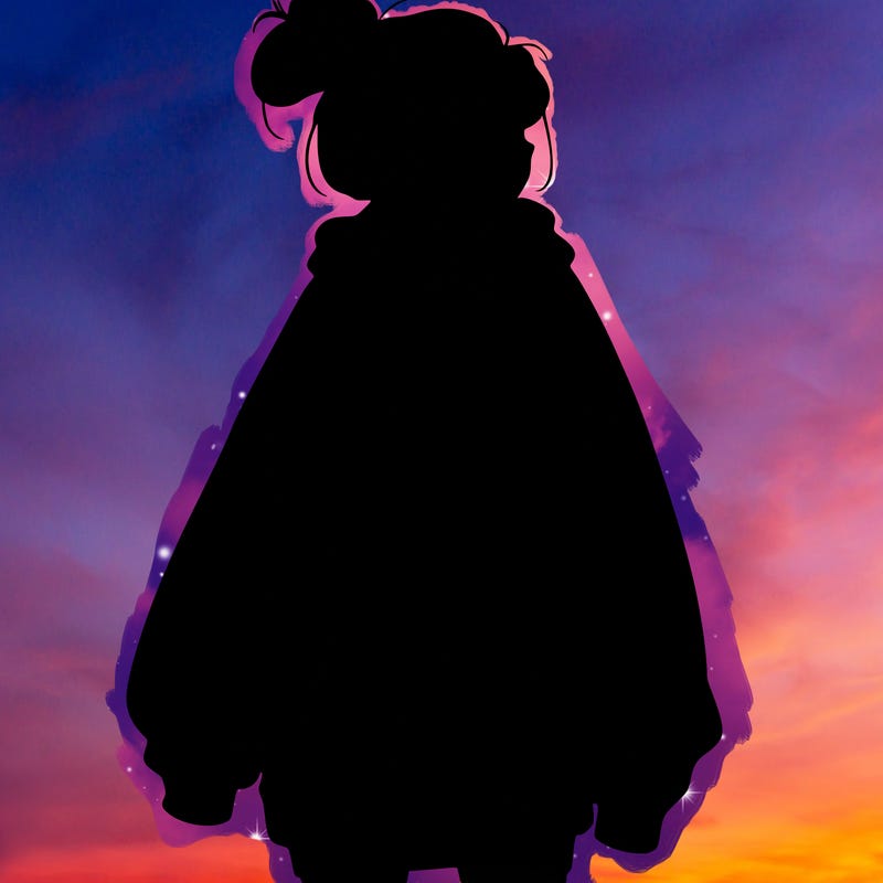 realistic girl with a oversized sweatshirt on and a bun