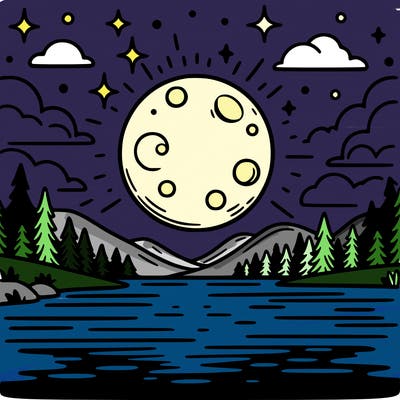 moonlight shining on a lake