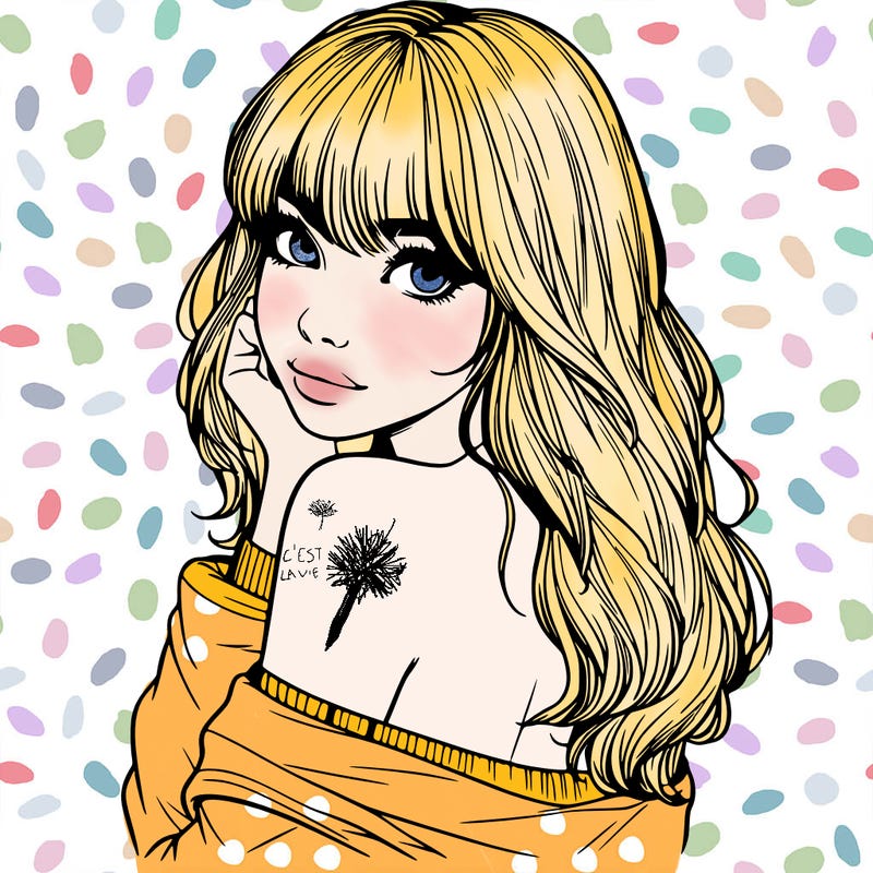 realistic girl with bangs looking over her shoulder