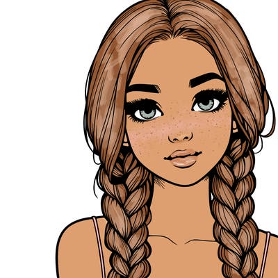 realistic girl with braids