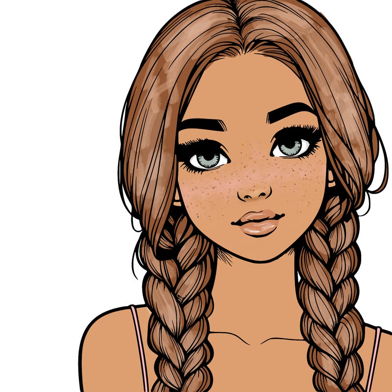 realistic girl with braids