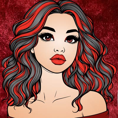 realistic girl with wavy hair and lips