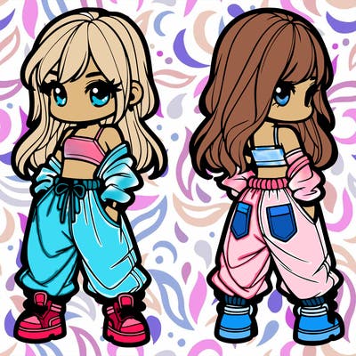 girl in crop top and baggy pants