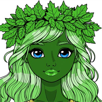 realistic girl with fall leaf crown