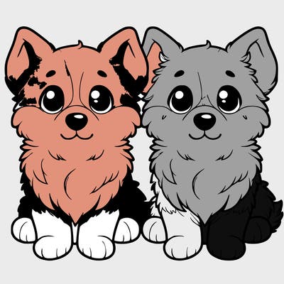 realistic dog cute split