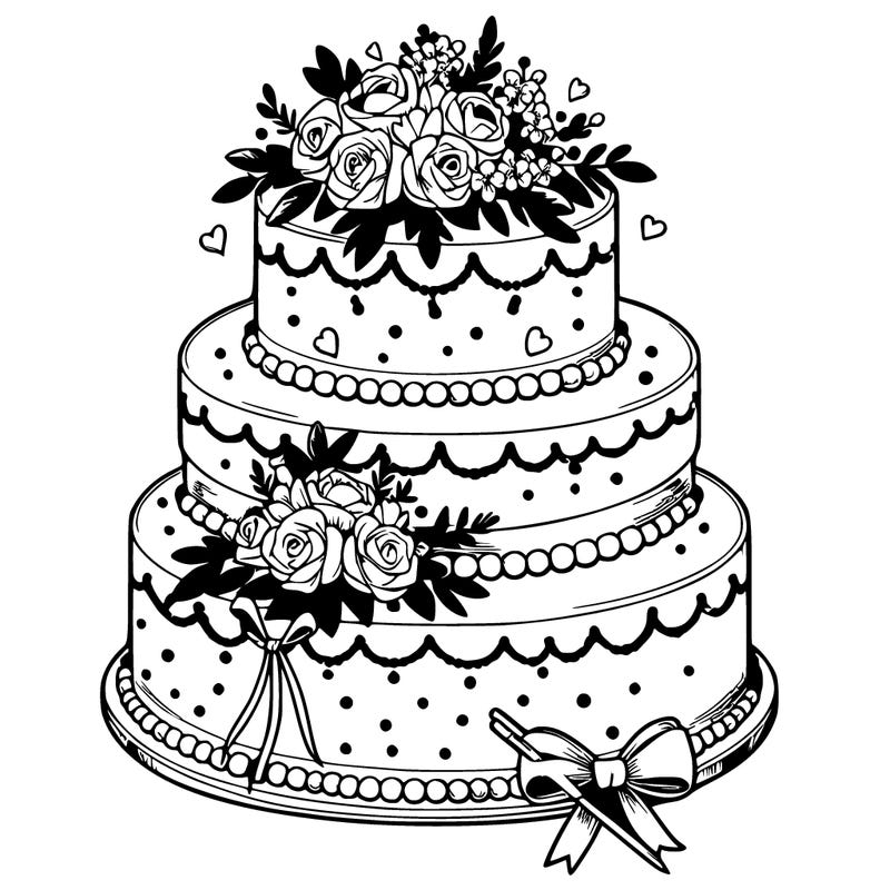 wedding cake in detailed and realistic style
