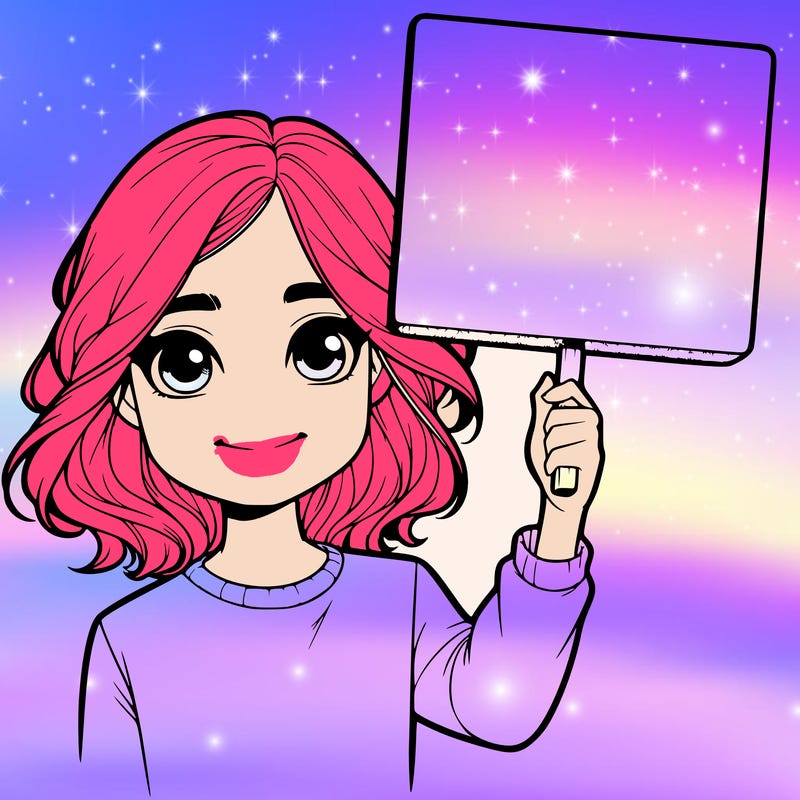 realistic girl holding up a sign