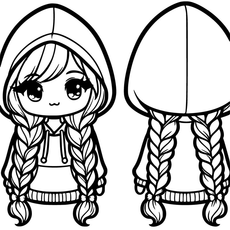 cute girl in hoodie with long braids