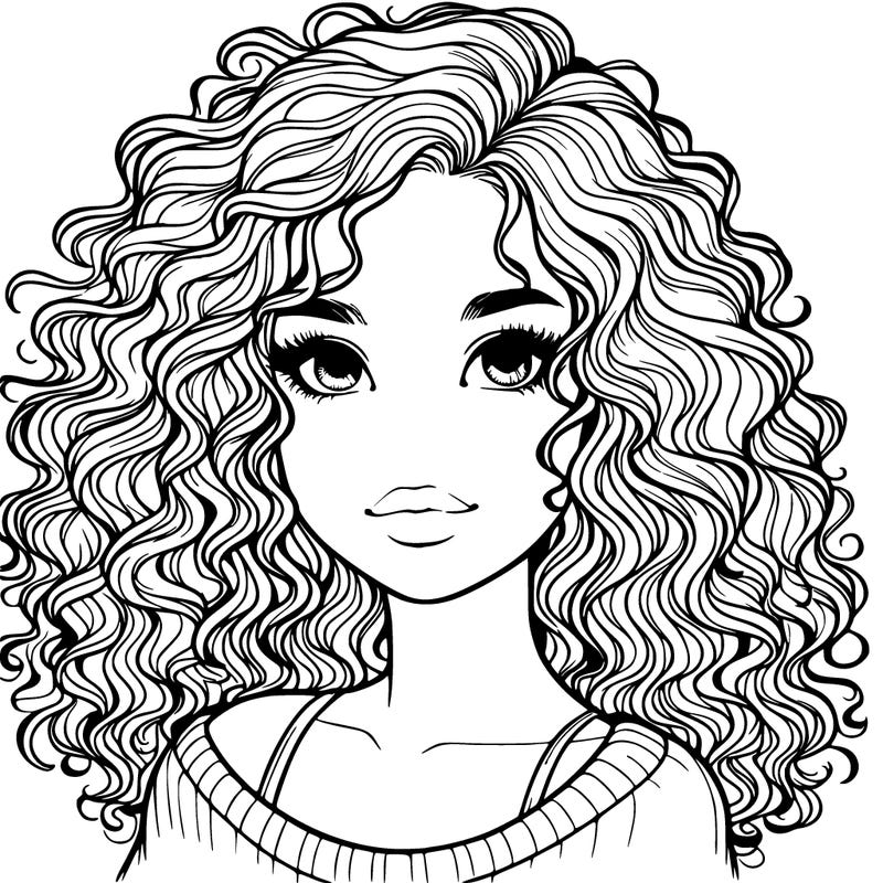 realistic girl with curly hair