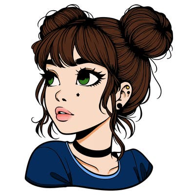 realistic girl with spacebuns