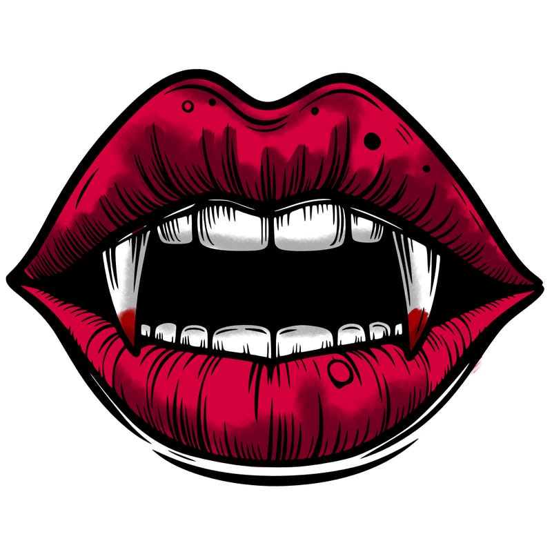 lips with vampire teeth