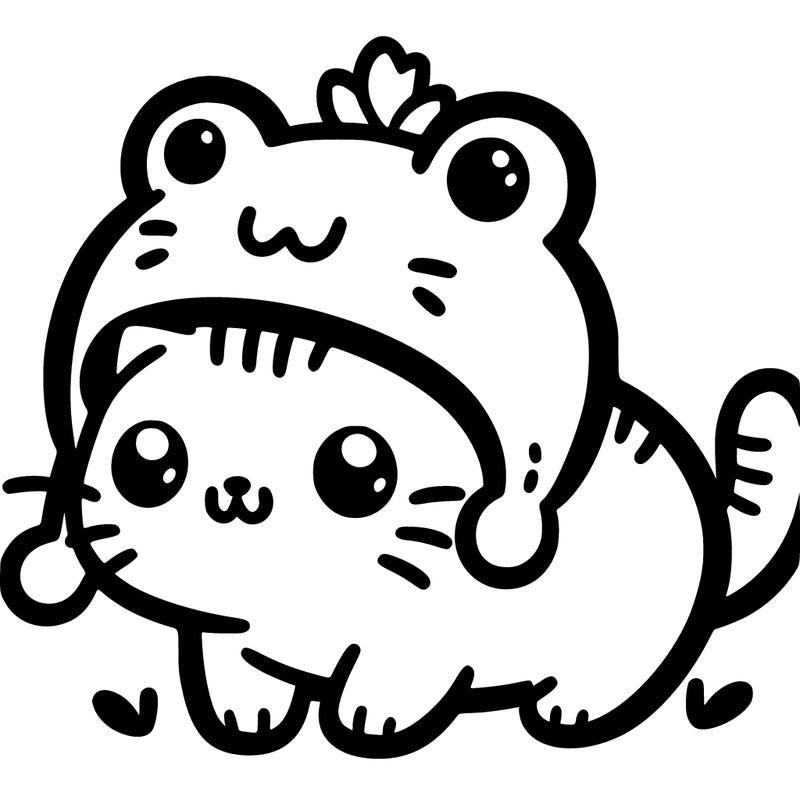 cute cat with frog hat