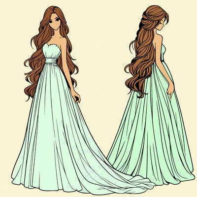 realistic woman with long flowing dress